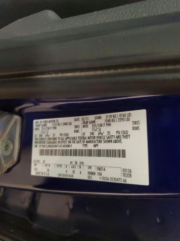 Photo 14 from auction – 2015 FORD ESCAPE with VIN 1FMCU9GX8FUC43061