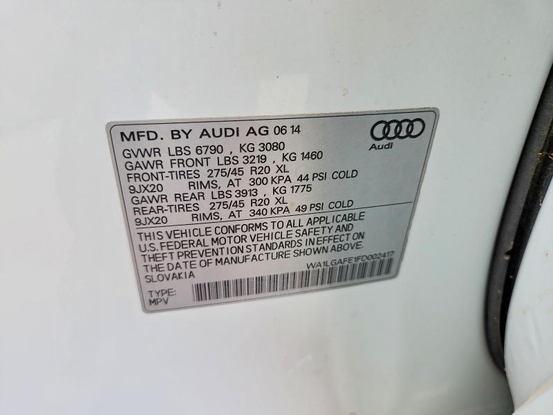 Photo 14 from auction – 2015 AUDI Q7 with VIN WA1LGAFE1FD002417