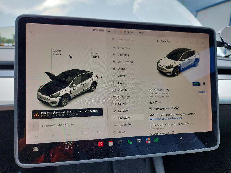 Photo 9 from auction – 2021 TESLA MODEL Y with VIN 5YJYGDEE9MF303005