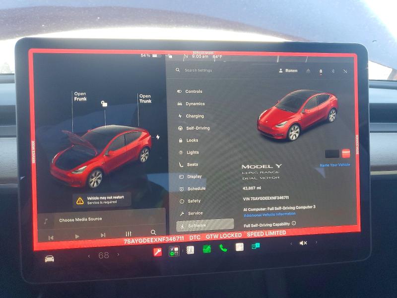 Photo 9 from auction – 2022 TESLA MODEL Y with VIN 7SAYGDEEXNF346711