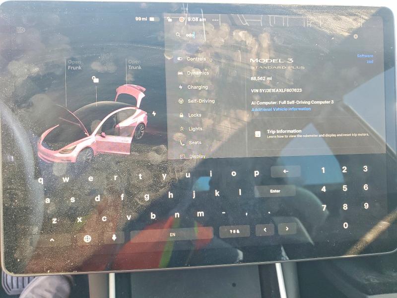 Photo 9 from auction – 2020 TESLA MODEL 3 with VIN 5YJ3E1EAXLF807623