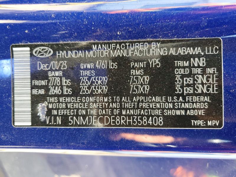 Photo 14 from auction – 2024 HYUNDAI TUCSON with VIN 5NMJECDE8RH358408