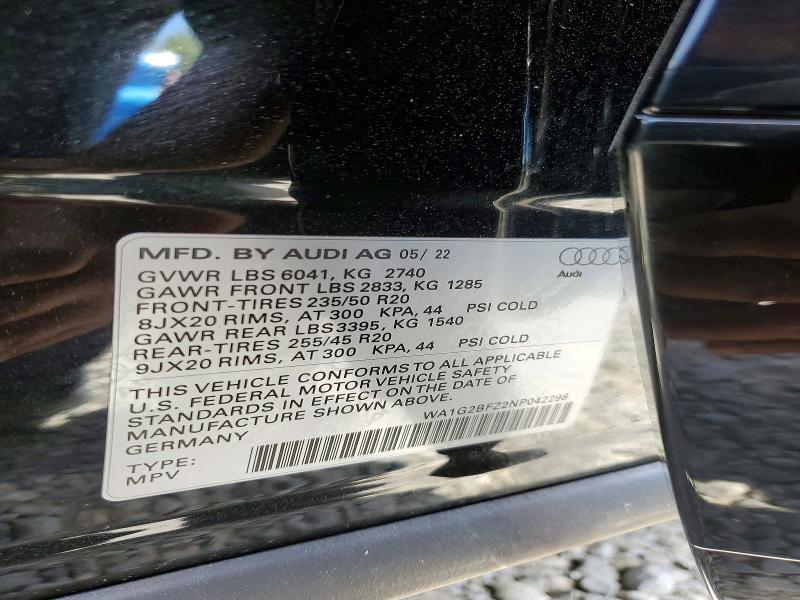 Photo 14 from auction – 2022 AUDI Q4 E-TRON with VIN WA1G2BFZ2NP042298