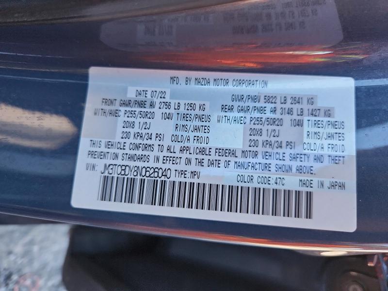 Photo 14 from auction – 2022 MAZDA CX-9 with VIN JM3TCBDY8N0626040