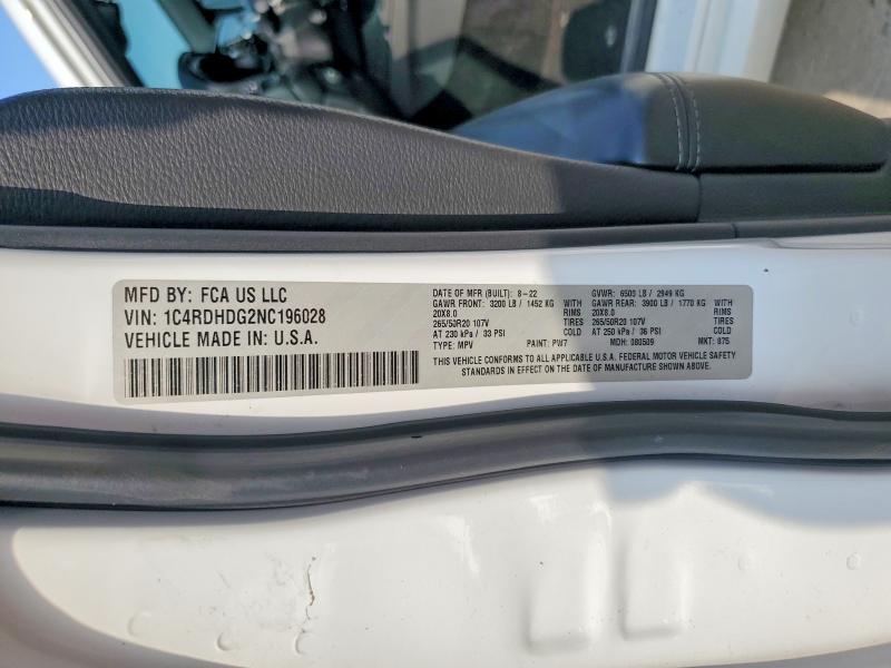 Photo 14 from auction – 2022 DODGE DURANGO with VIN 1C4RDHDG2NC196028