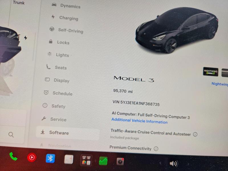 Photo 9 from auction – 2022 TESLA MODEL 3 with VIN 5YJ3E1EA1NF368735