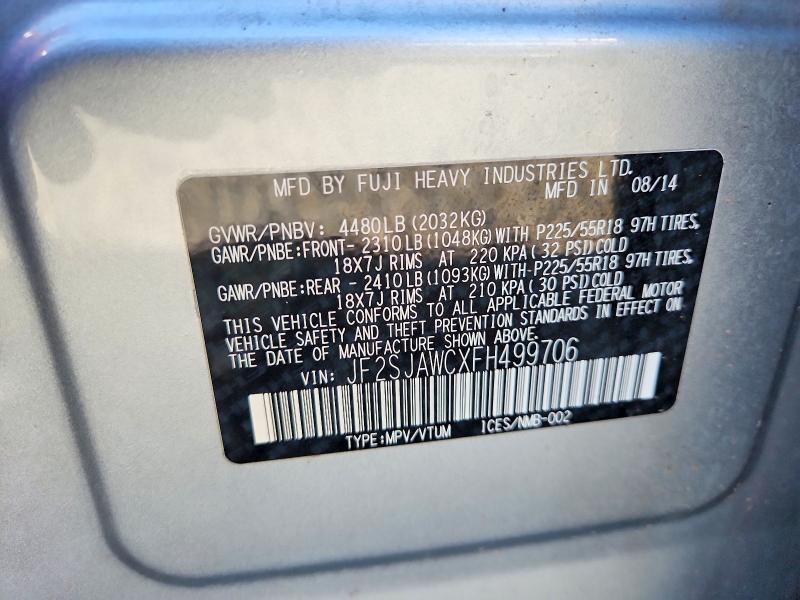 Photo 14 from auction – 2015 SUBARU FORESTER with VIN JF2SJAWCXFH499706