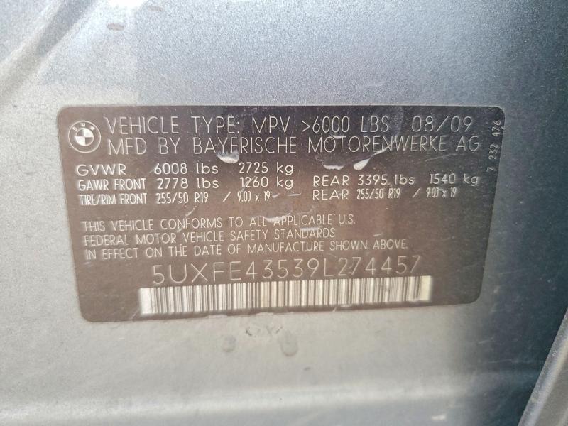 Photo 14 from auction – 2009 BMW X5 with VIN 5UXFE43539L274457