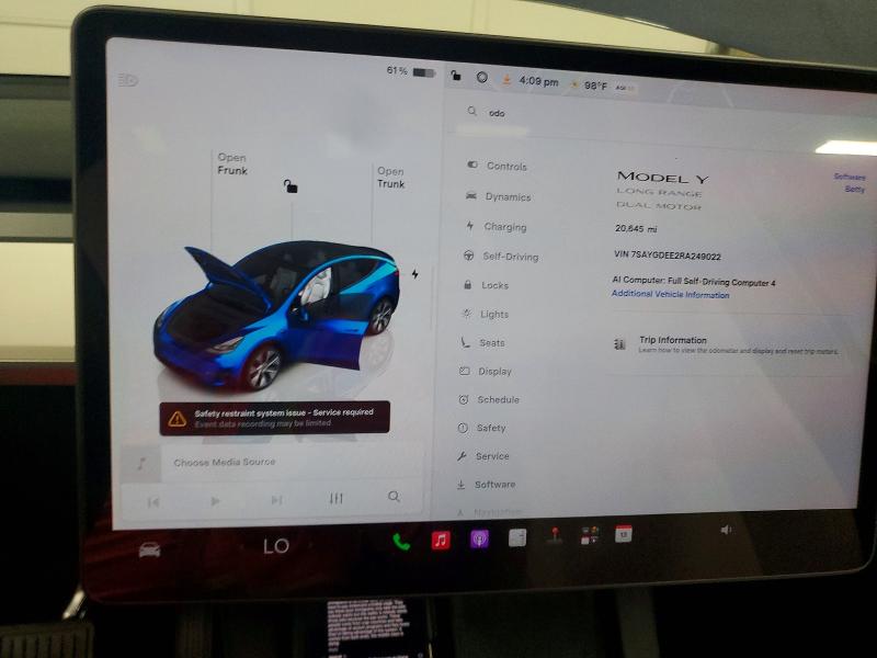 Photo 9 from auction – 2024 TESLA MODEL Y with VIN 7SAYGDEE2RA249022