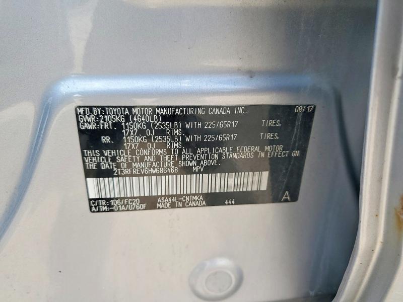 Photo 14 from auction – 2017 TOYOTA RAV4 with VIN 2T3RFREV6HW686468