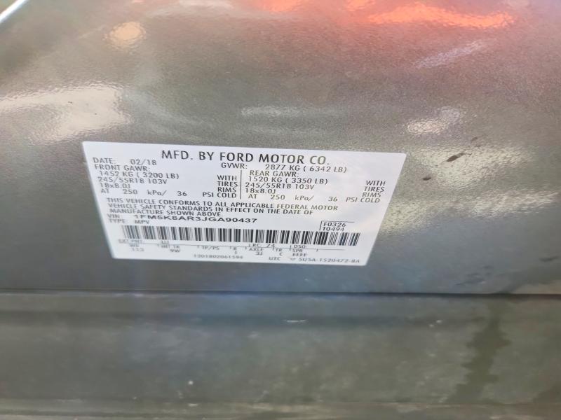 Photo 14 from auction – 2018 FORD EXPLORER with VIN 1FM5K8AR3JGA90437