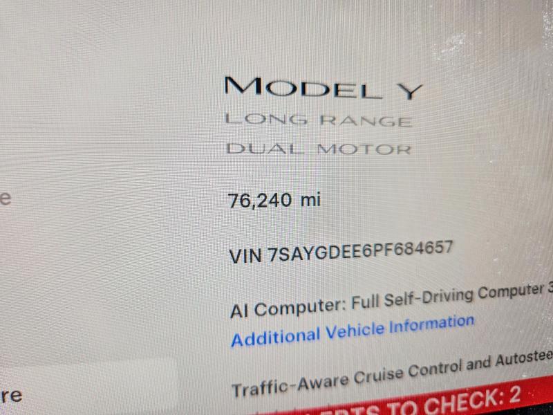Photo 9 from auction – 2023 TESLA MODEL Y with VIN 7SAYGDEE6PF684657