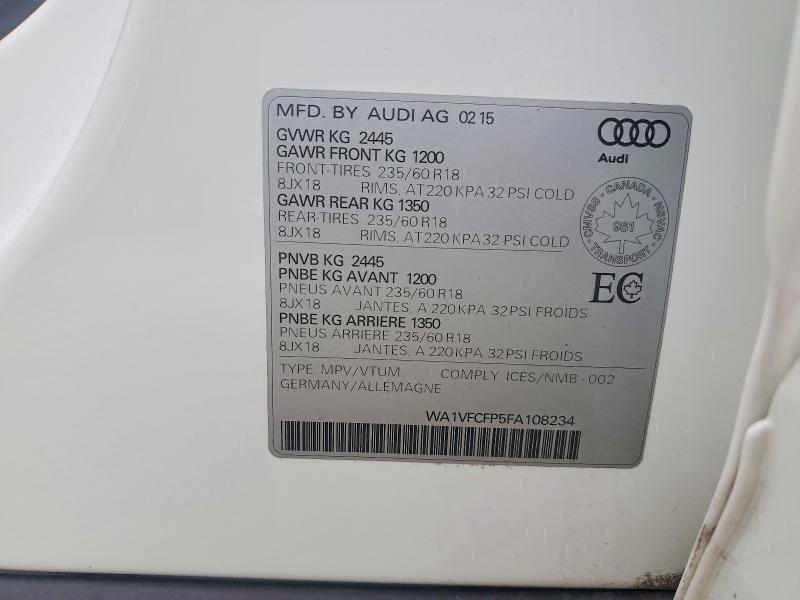 Photo 14 from auction – 2015 AUDI Q5 with VIN WA1VFCFP5FA108234