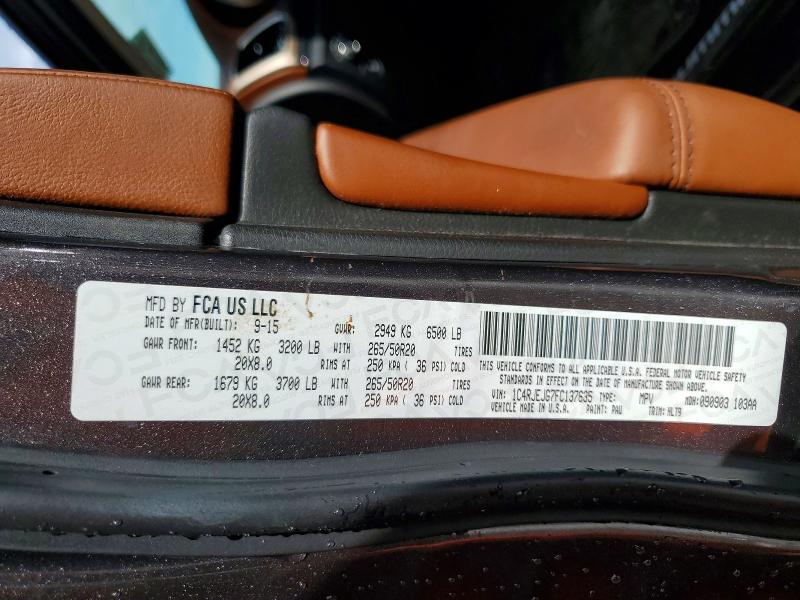 Photo 14 from auction – 2015 JEEP GRAND CHEROKEE with VIN 1C4RJEJG7FC137635