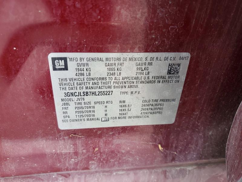 Photo 14 from auction – 2017 CHEVROLET TRAX with VIN 3GNCJLSB7HL255227