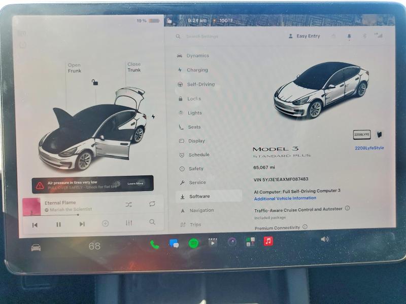 Photo 9 from auction – 2021 TESLA MODEL 3 with VIN 5YJ3E1EAXMF087483