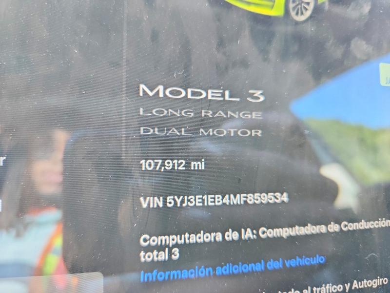 Photo 9 from auction – 2021 TESLA MODEL 3 with VIN 5YJ3E1EB4MF859534