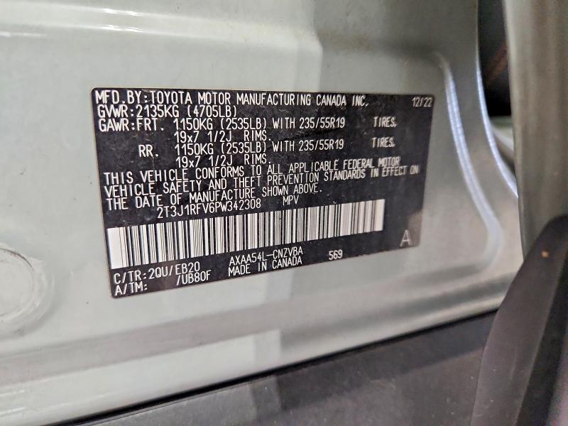 Photo 14 from auction – 2023 TOYOTA RAV4 with VIN 2T3J1RFV6PW342308