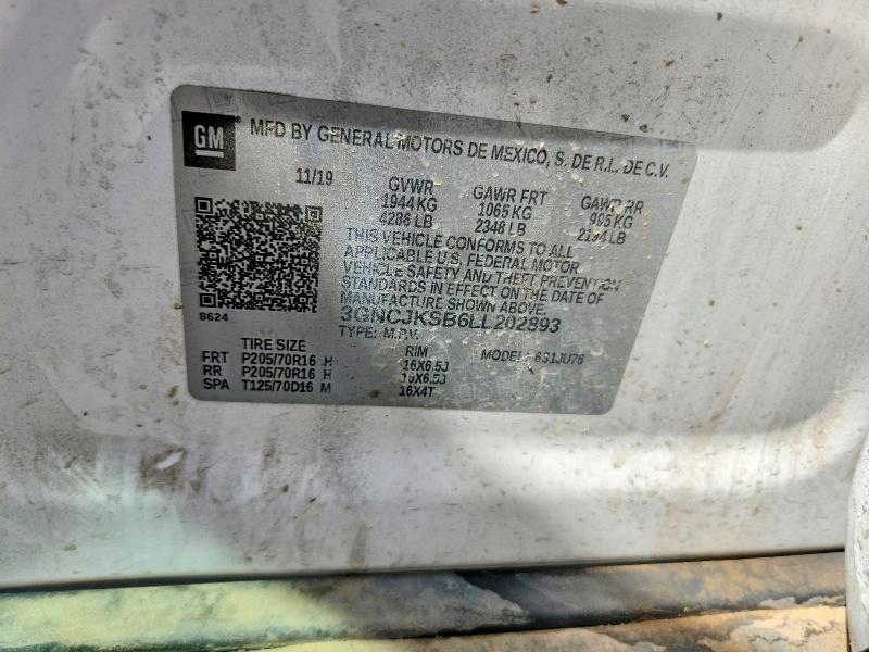 Photo 14 from auction – 2020 CHEVROLET TRAX with VIN 3GNCJKSB6LL202893