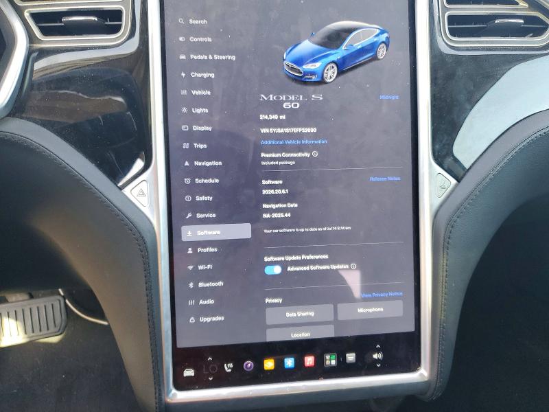 Photo 9 from auction – 2014 TESLA MODEL S with VIN 5YJSA1S17EFP32698