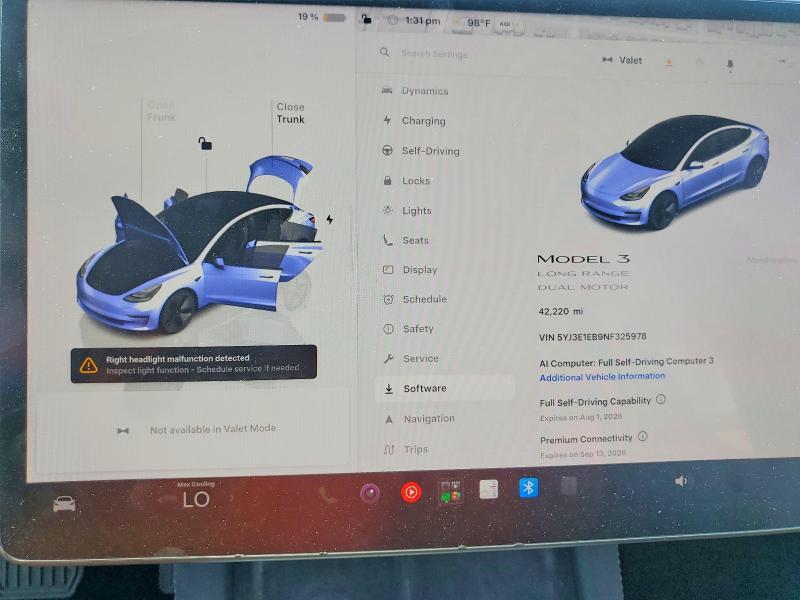 Photo 9 from auction – 2022 TESLA MODEL 3 with VIN 5YJ3E1EB9NF325978