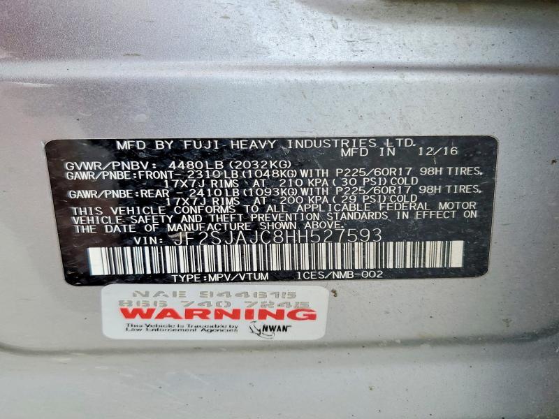 Photo 14 from auction – 2017 SUBARU FORESTER with VIN JF2SJAJC8HH527593