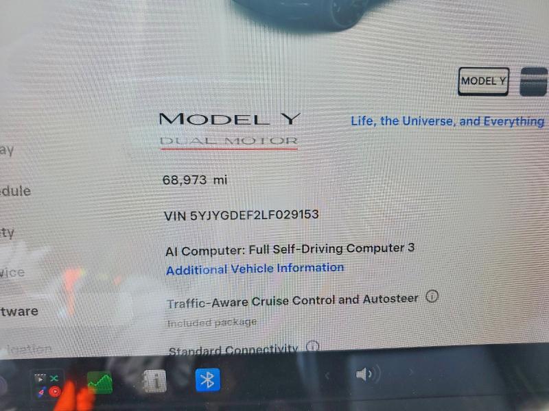 Photo 9 from auction – 2020 TESLA MODEL Y with VIN 5YJYGDEF2LF029153