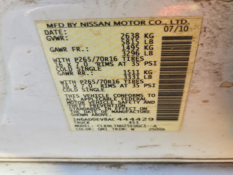 Photo 14 from auction – 2010 NISSAN FRONTIER with VIN 1N6AD0EV8AC444429