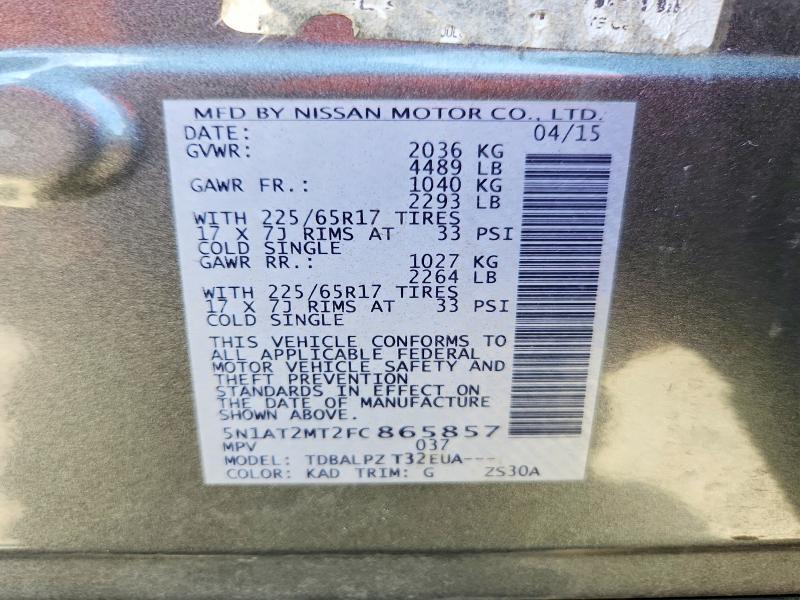 Zdjęcie 14 z aukcji – 2015 NISSAN ROGUE z VIN 5N1AT2MT2FC865857