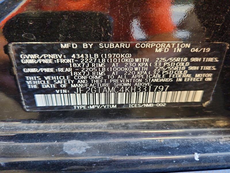 Photo 14 from auction – 2019 SUBARU CROSSTREK with VIN JF2GTAMC4KH331797