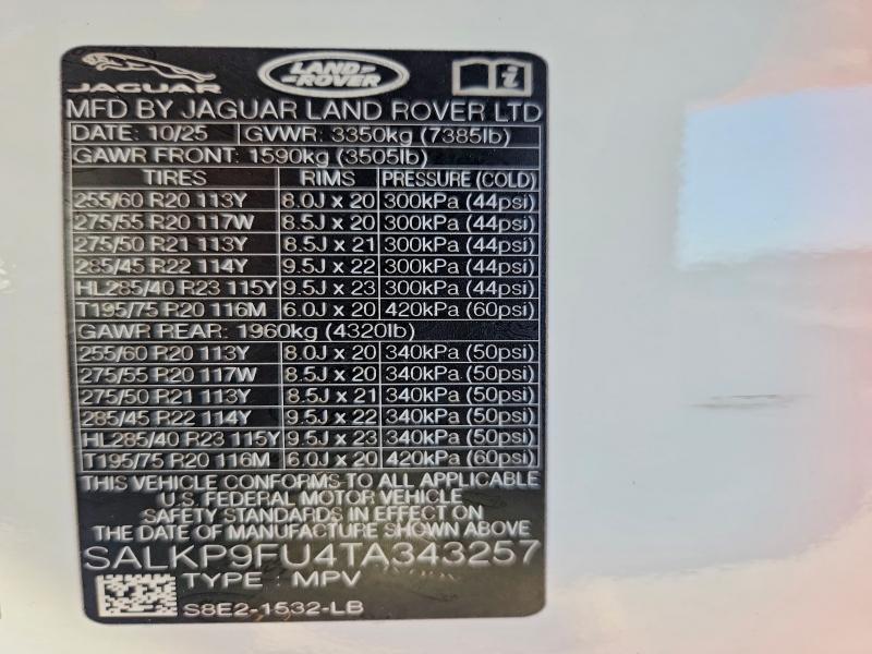 Photo 14 from auction – 2026 LAND ROVER RANGE ROVER with VIN SALKP9FU4TA343257