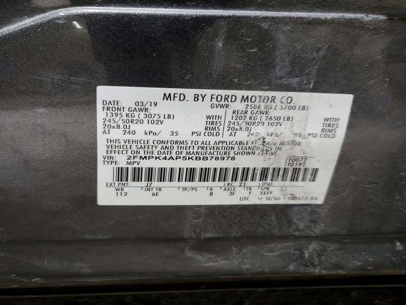 Photo 14 from auction – 2019 FORD EDGE with VIN 2FMPK4AP5KBB78978