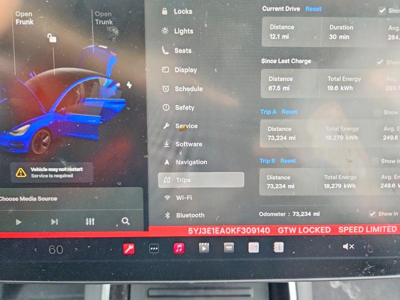 Photo 9 from auction – 2019 TESLA MODEL 3 with VIN 5YJ3E1EA0KF309140