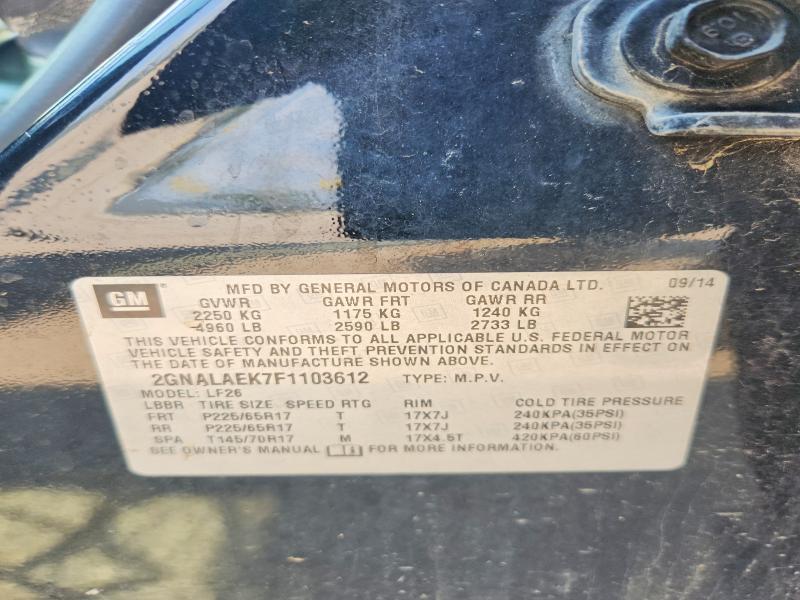 Photo 14 from auction – 2015 CHEVROLET EQUINOX with VIN 2GNALAEK7F1103612