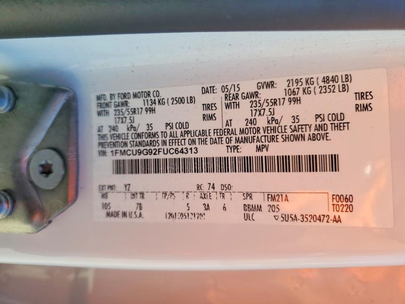 Photo 14 from auction – 2015 FORD ESCAPE with VIN 1FMCU9G92FUC64313