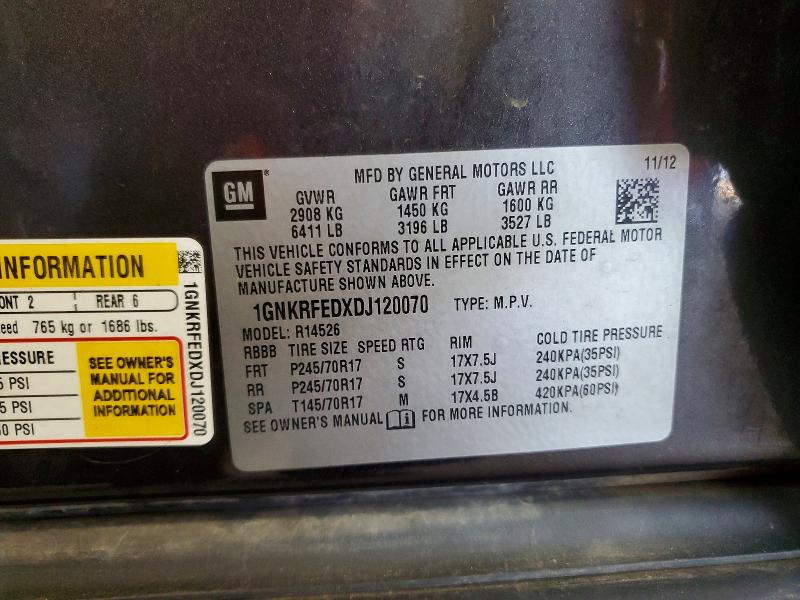 Photo 14 from auction – 2013 CHEVROLET TRAVERSE with VIN 1GNKRFEDXDJ120070