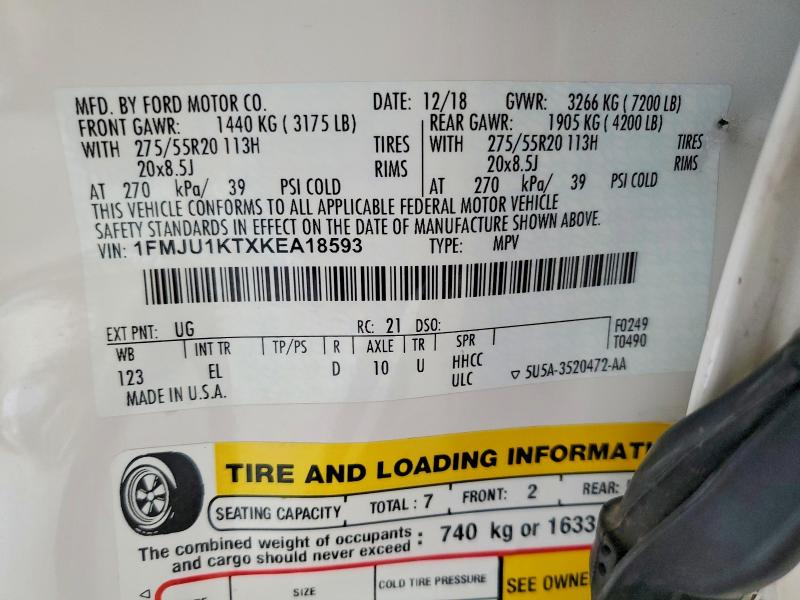 Photo 14 from auction – 2019 FORD EXPEDITION with VIN 1FMJU1KTXKEA18593
