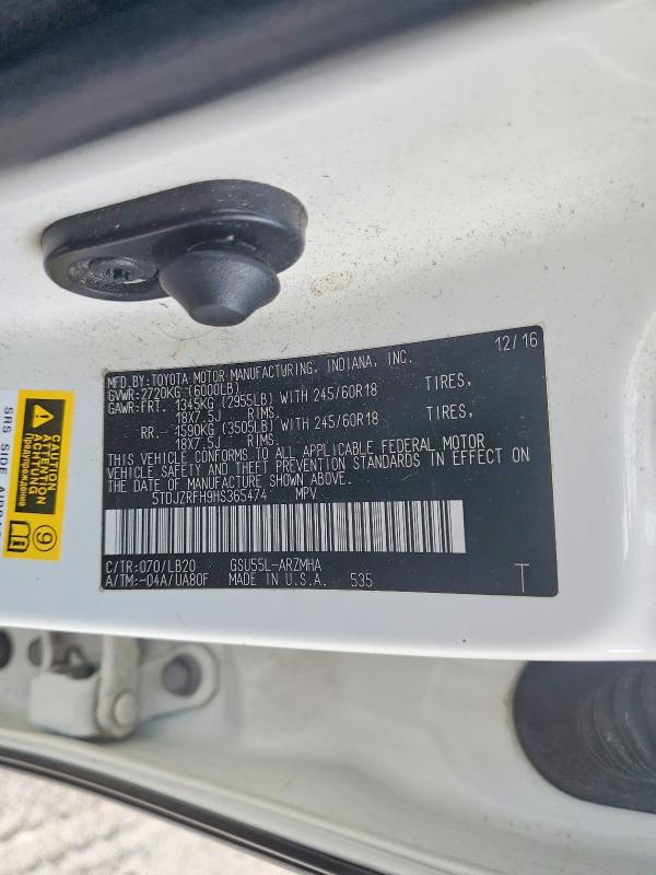 Photo 14 from auction – 2017 TOYOTA HIGHLANDER with VIN 5TDJZRFH9HS365474