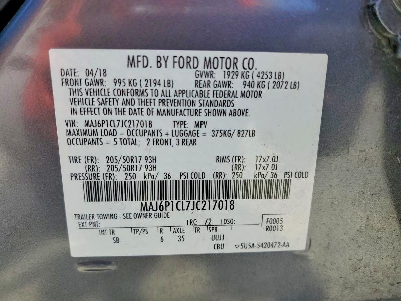 Photo 14 from auction – 2018 FORD ECOSPORT with VIN MAJ6P1CL7JC217018