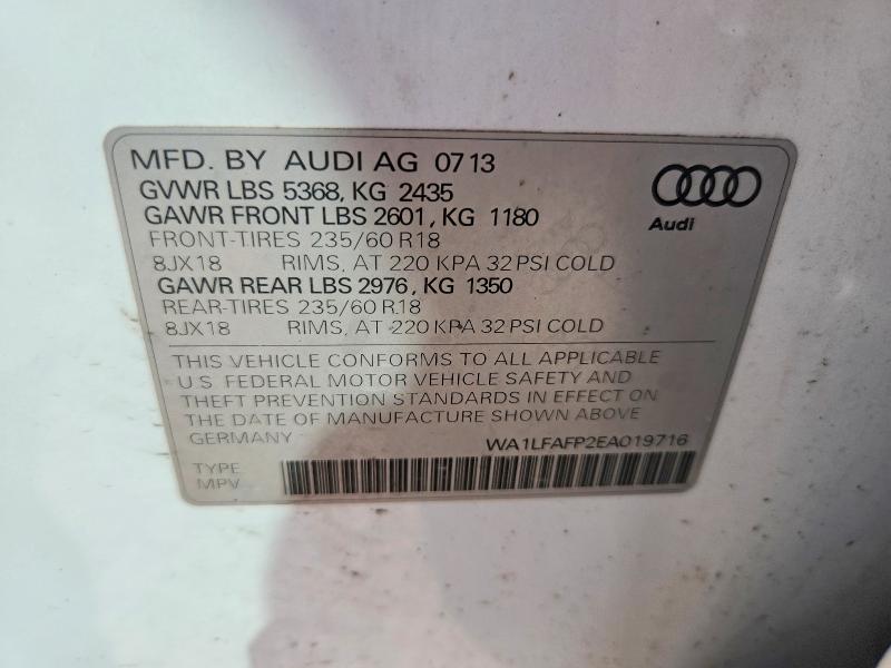 Photo 14 from auction – 2014 AUDI Q5 with VIN WA1LFAFP2EA019716