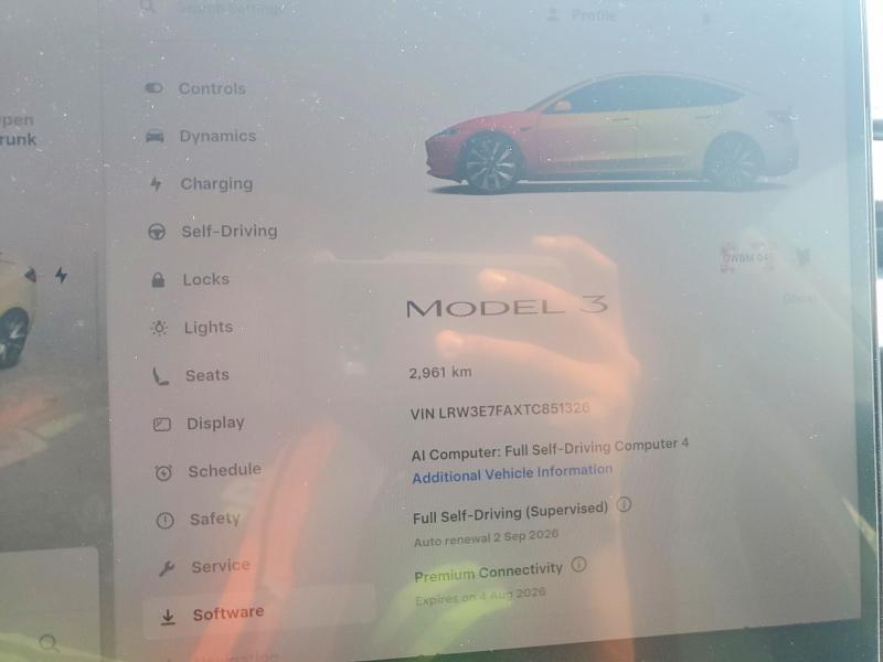 Photo 9 from auction – 2026 TESLA MODEL 3 with VIN LRW3E7FAXTC851326