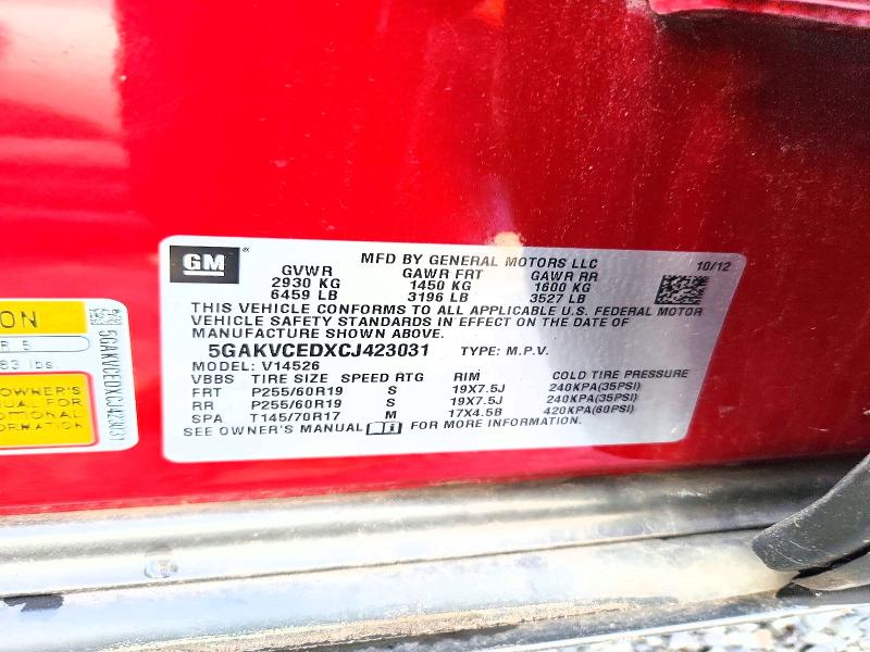 Photo 14 from auction – 2012 BUICK ENCLAVE with VIN 5GAKVCEDXCJ423031