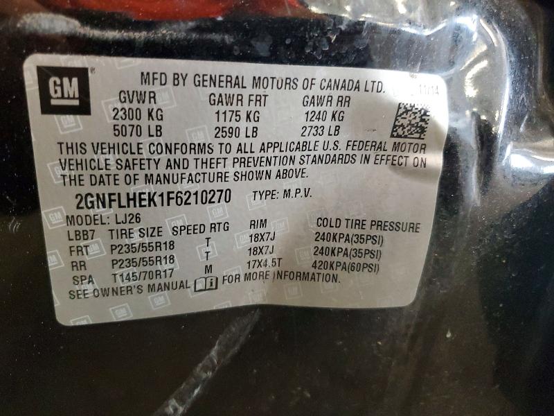 Photo 14 from auction – 2015 CHEVROLET EQUINOX with VIN 2GNFLHEK1F6210270