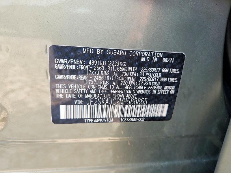 Photo 14 from auction – 2021 SUBARU FORESTER with VIN JF2SKAJC2MH588865