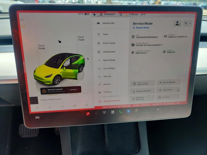 Photo 9 from auction – 2022 TESLA MODEL Y with VIN 7SAYGDEEXNF508434
