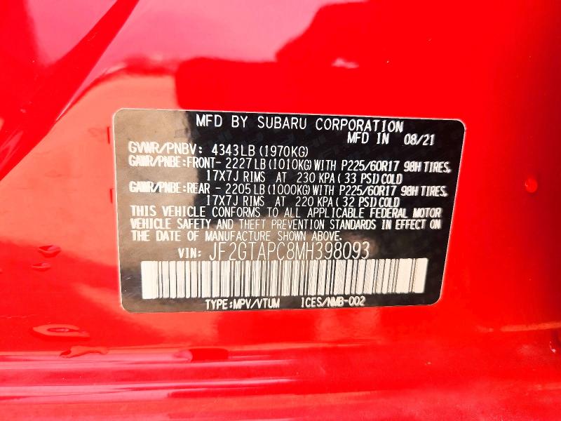 Photo 14 from auction – 2021 SUBARU CROSSTREK with VIN JF2GTAPC8MH398093