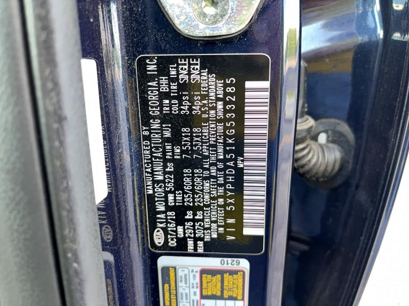 Photo 10 from auction – 2019 KIA SORENTO with VIN 5XYPHDA51KG533285