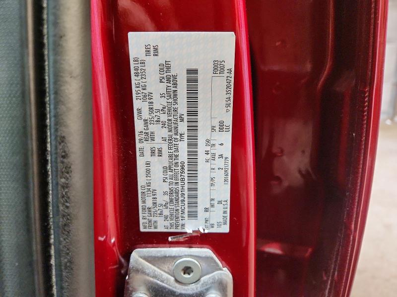 Photo 14 from auction – 2017 FORD ESCAPE with VIN 1FMCU9J91HUB75960