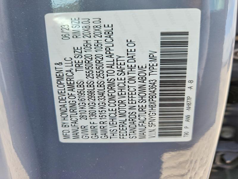 Photo 14 from auction – 2023 HONDA PILOT with VIN 5FNYG1H8XPB043643