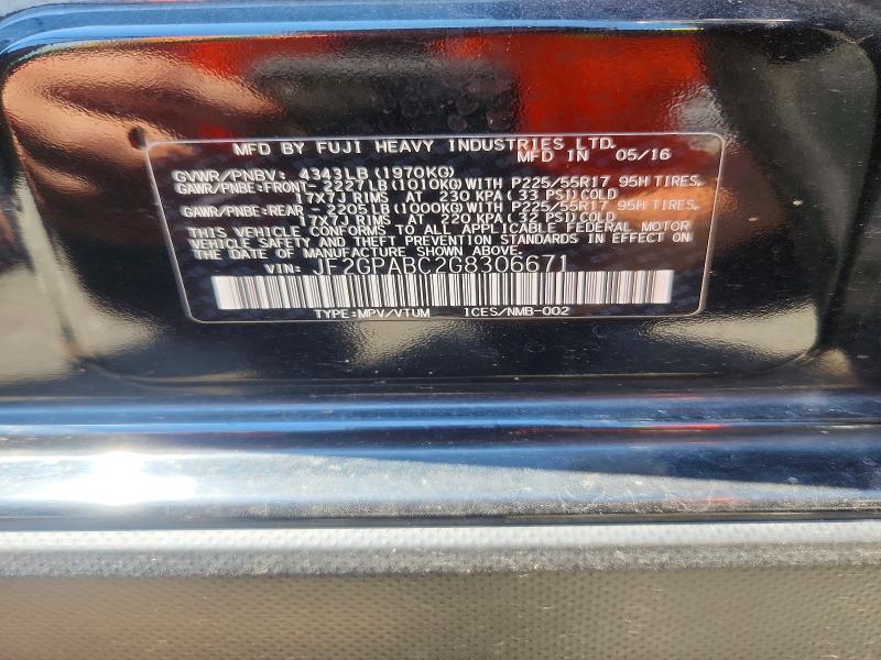 Photo 14 from auction – 2016 SUBARU CROSSTREK with VIN JF2GPABC2G8306671